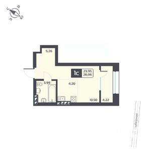 1-к квартира, вторичка, 26м2, 6/25 этаж