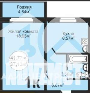 1-к квартира, вторичка, 42м2, 7/12 этаж