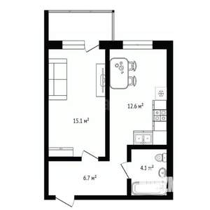 1-к квартира, вторичка, 39м2, 5/9 этаж