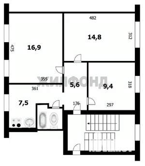 3-к квартира, вторичка, 56м2, 1/3 этаж