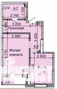 1-к квартира, строящийся дом, 39м2, 9/16 этаж