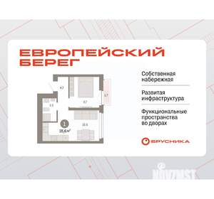 1-к квартира, вторичка, 36м2, 21/23 этаж