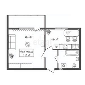 1-к квартира, вторичка, 25м2, 4/17 этаж