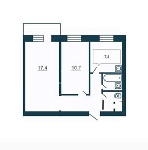2-к квартира, вторичка, 47м2, 3/9 этаж