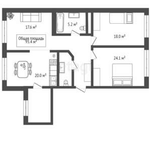 3-к квартира, вторичка, 95м2, 6/9 этаж