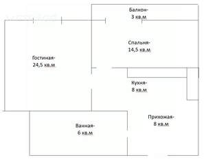 2-к квартира, вторичка, 64м2, 9/9 этаж