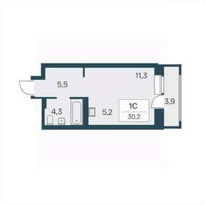 Студия квартира, вторичка, 30м2, 2/30 этаж