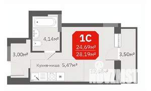 Студия квартира, строящийся дом, 25м2, 16/17 этаж