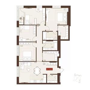 5-к квартира, вторичка, 131м2, 24/24 этаж