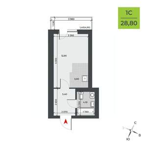 Студия квартира, строящийся дом, 29м2, 11/21 этаж