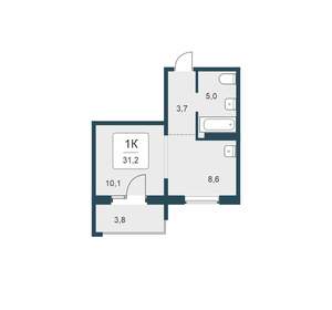 1-к квартира, вторичка, 31м2, 11/17 этаж