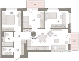 3-к квартира, вторичка, 79м2, 9/14 этаж