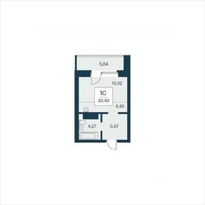 Студия квартира, вторичка, 30м2, 13/25 этаж