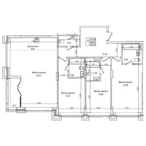 3-к квартира, строящийся дом, 130м2, 3/28 этаж