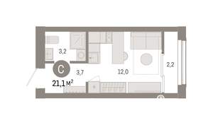 Студия квартира, вторичка, 21м2, 7/8 этаж