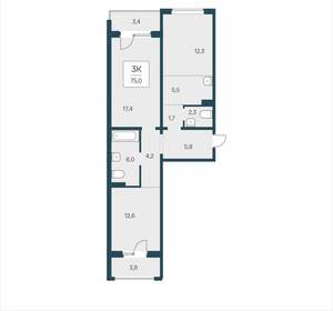 3-к квартира, вторичка, 75м2, 7/17 этаж