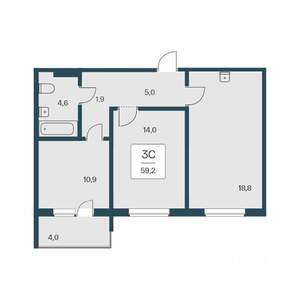 3-к квартира, вторичка, 59м2, 11/17 этаж