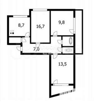 3-к квартира, вторичка, 64м2, 4/9 этаж
