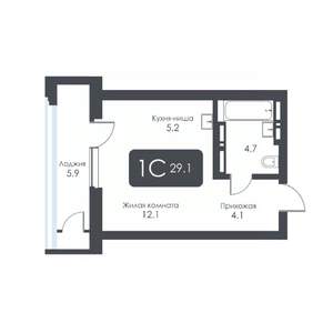 Студия квартира, строящийся дом, 29м2, 27/30 этаж