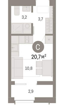 Студия квартира, вторичка, 21м2, 5/23 этаж