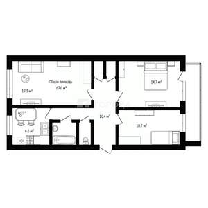 3-к квартира, вторичка, 67м2, 8/9 этаж