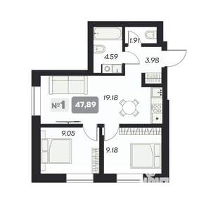 3-к квартира, вторичка, 48м2, 11/13 этаж