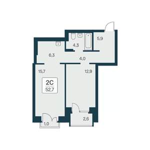 2-к квартира, вторичка, 53м2, 20/21 этаж