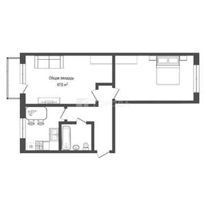 2-к квартира, вторичка, 47м2, 5/5 этаж