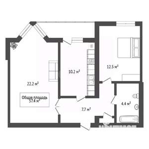 2-к квартира, вторичка, 57м2, 6/10 этаж