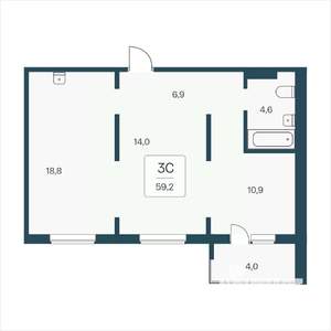 3-к квартира, вторичка, 59м2, 12/17 этаж