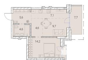 1-к квартира, вторичка, 54м2, 3/25 этаж