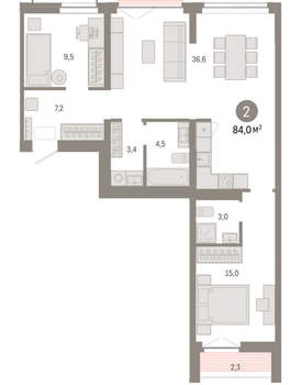 2-к квартира, вторичка, 84м2, 4/23 этаж