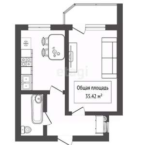 1-к квартира, вторичка, 35м2, 7/19 этаж