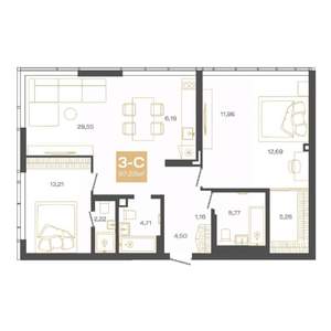 3-к квартира, вторичка, 97м2, 24/24 этаж