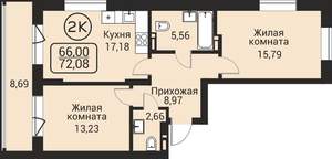 2-к квартира, вторичка, 66м2, 10/24 этаж