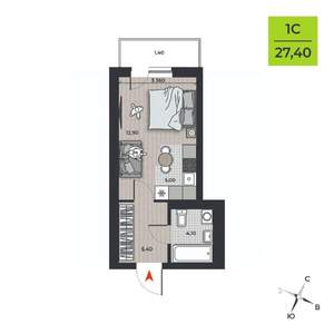 Студия квартира, вторичка, 29м2, 10/21 этаж