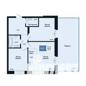 3-к квартира, вторичка, 76м2, 2/25 этаж