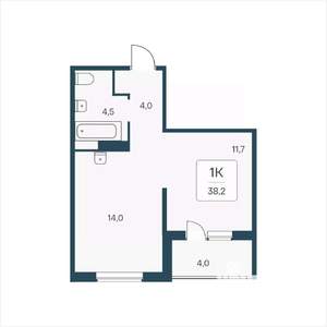 1-к квартира, вторичка, 38м2, 17/17 этаж