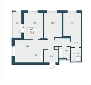 4-к квартира, вторичка, 84м2, 12/18 этаж