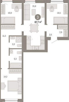 3-к квартира, вторичка, 88м2, 5/17 этаж