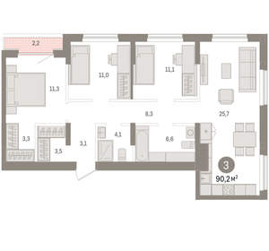 3-к квартира, вторичка, 90м2, 9/15 этаж