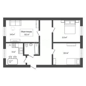 3-к квартира, вторичка, 51м2, 2/2 этаж