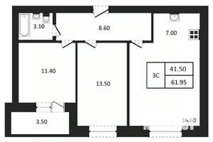 3-к квартира, вторичка, 62м2, 4/9 этаж