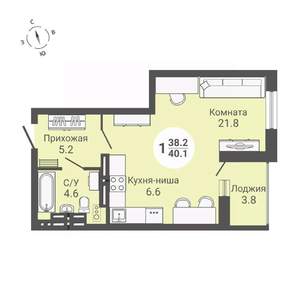 Студия квартира, строящийся дом, 40м2, 17/17 этаж