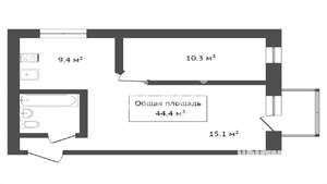 2-к квартира, вторичка, 44м2, 9/9 этаж