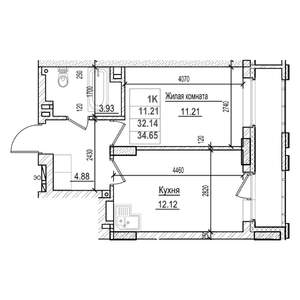 1-к квартира, строящийся дом, 32м2, 1/29 этаж