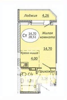 Студия квартира, вторичка, 29м2, 7/23 этаж
