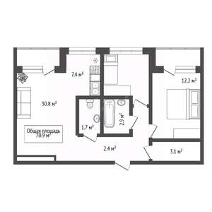 3-к квартира, вторичка, 71м2, 17/24 этаж