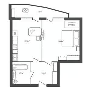 Студия квартира, вторичка, 47м2, 22/26 этаж