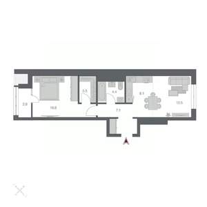 2-к квартира, вторичка, 55м2, 5/24 этаж